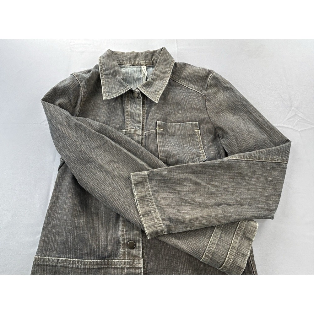 Vintage Poleci Denim Jacket Womens 8 Gray USA Made Snap Front 90s Y2K Cotton